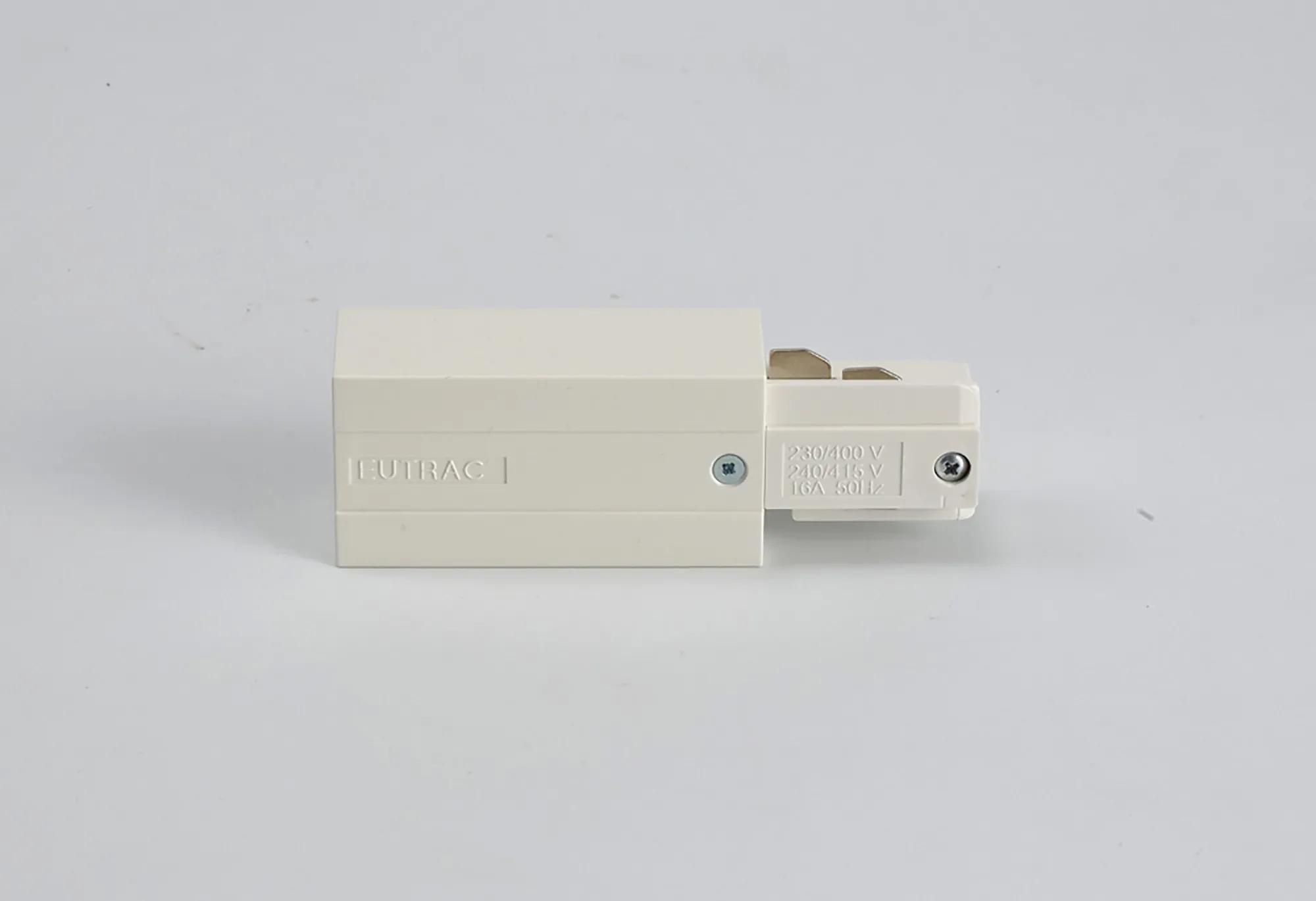 Left End Feed 3 Circuit Surface Mounted Track 555 1 1202 6  Eutrac 3 Circuit Surface-RAL9016